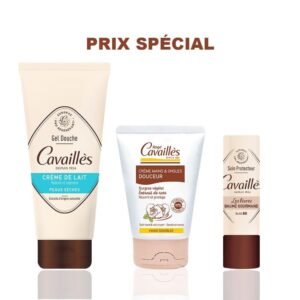 CAVAILLES PACK GEL DOUCHE CREME DE LAIT 200ML + CREME MAINS DOUCEUR 50ML + BAUME LEVRES GOURMAND