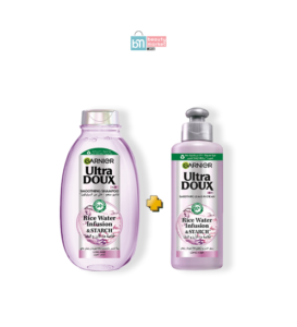 Garnier ultra doux rice water shampoing 400ml + leave-in 200ml